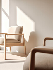 chair design in a modern style. The chair features a unique silhouette with clean lines and a seamless, monochromatic finish