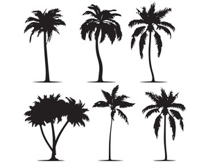 Silhouette pump and dates tree vector set.