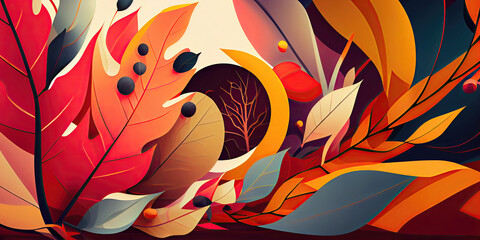 Abstract autumn leaves background wallpaper design (Generative AI)