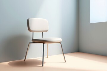 sleek and minimalist full body chair design takes center stage. The chair boasts a slender metal frame with a matte finish, accentuated by a cushioned seat and backrest