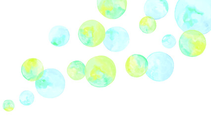 Clean gradient soap bubble background, simple and bright hand drawn watercolor illustration / きれいなグラデーションのシャボン玉の背景、シンプルで明るい手描きの水彩イラスト