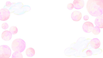 Fototapeta na wymiar Clean gradient soap bubble background, simple and bright hand drawn watercolor illustration / きれいなグラデーションのシャボン玉の背景、シンプルで明るい手描きの水彩イラスト