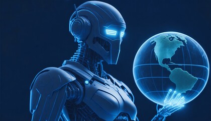 hologram robot with globe