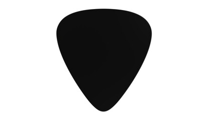 Black silhouette of guitar plectrum isolated on transparent background. Music concept. 3D render