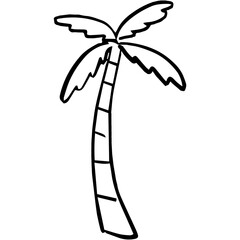 coconut tree for summer with doodle and hand drawn style.