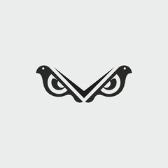 two birds and owl eye logo design