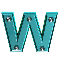 Turquoise symbol with bolts. letter w