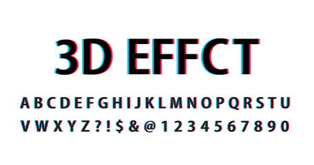Font 3d effect in vector format. Flat simple icon. Design element. Flat design. Vector illustration