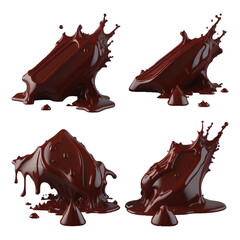 Set of 3D Chocolate Splash with Chocolate Bar