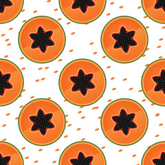 Vector slice of papaya fruits seamless pattern