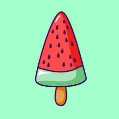 vector illustration with watermelon ice cream