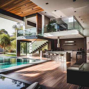 Serenity in Style: Luxury Residence with a Serene Pool Sanctuary - Generative Ai