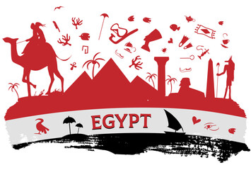 Egypt travel banner horizontal. vector  background