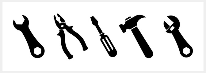 Stencil screwdriver pliers icon Hammer Tools clipart Vector stock illustration EPS 10