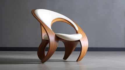 bold and sculptural full body chair design in a modern style. The chair incorporates curved elements and organic shapes, giving it a dynamic and artistic look