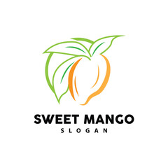 Fototapeta premium Mango Logo, Fresh Fruit Vector, Abstract Line Style Design, Icon Template Illustration
