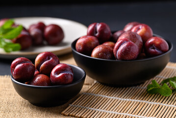 Red plum fruit (Japanese plum or Chinese plum)