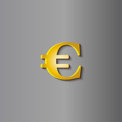3D Euro Dollar Money Sign Gold Metal Effect Illustrator	