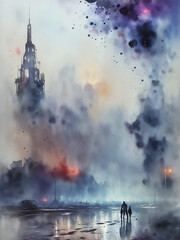 Mariupol city destroyed during russian occupation. AI generated illustration