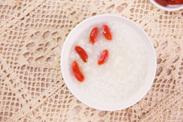 Red goji berries placed on the table