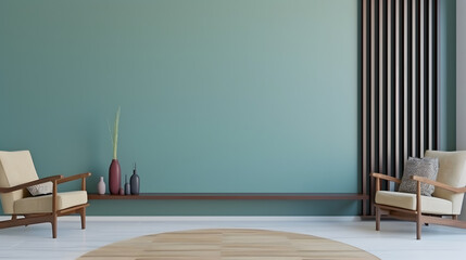 Interior home design. Minimalistic living room decoration. AI generated.