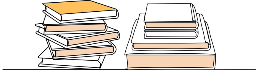books drawing in one continuous line isolated vector