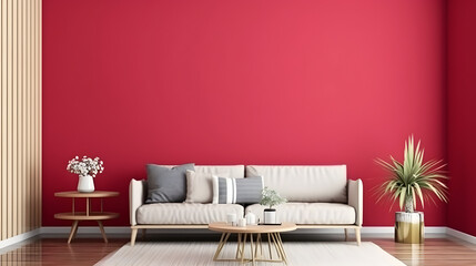 Interior home design. Minimalistic living room decoration. AI generated.