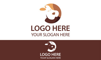 Brown Color Initial Letter O Negative Space Dog Logo Design
