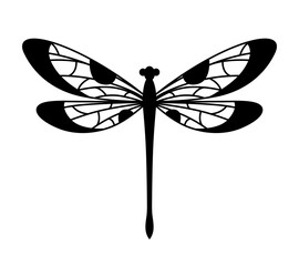 Vector dragonfly. Isolated object on white background. Silhouette flat illustration.