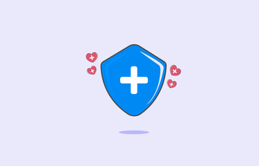 shield with positive heart rate icon illustration