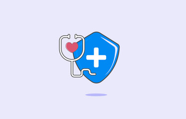 Obraz premium shield with stethoscope icon illustration