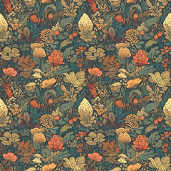 Camping in Nature Inspired Seamless Patterns