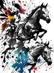 Racing horses. AI generated illustration