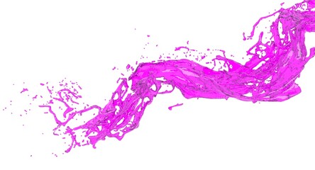 Pink splash on white background 3D render.
