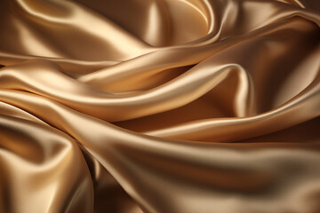 Fototapeta premium The background image is an image of a luxurious golden satin texture. This textured background is high quality with fine texture and gloss, looks very elegant and luxurious Generative AI