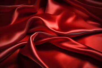 Fototapeta na wymiar The background image is an image of a luxurious red satin texture. This textured background is high quality with fine texture and gloss, looks very elegant and luxurious Generative AI