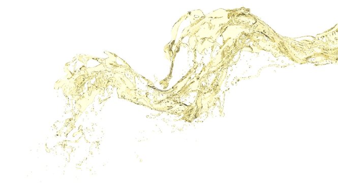 yellow splash on white background 3D render.