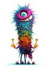Illustration of a charming and adorable monster with large expressive eye created with Generative AI technology