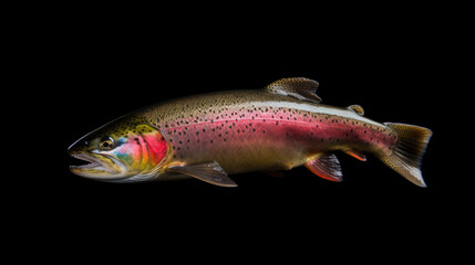 rainbow trout on black background