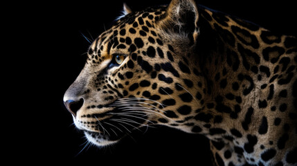Fototapeta na wymiar leopard on black background