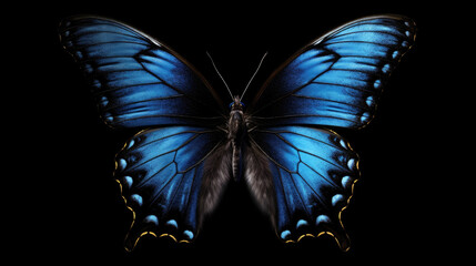 blue butterfly on black background