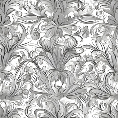 Seamless pattern with decorative flowers and plants. AI generated