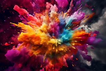 Fototapeta na wymiar A dynamic explosion of colours, Generative AI
