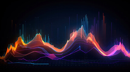 Abstract neon data visualization, generative ai