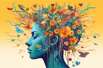 Mrental Health Concept Illustration. Mental health awareness and positivity. Ai generated