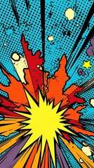 Explosion in comic pop art style illustration, generative ai