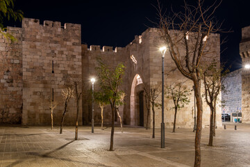 Jerusalem's Jaffa Gate a night © Yehoshua Halevi