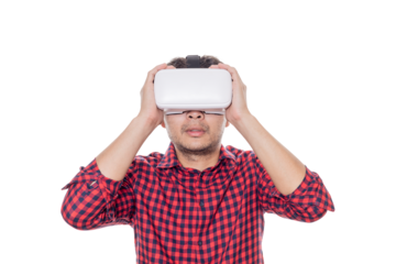 Man using virtual reality headset.