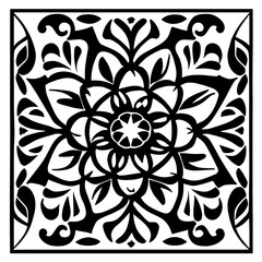 Flower clipart vector design black and white