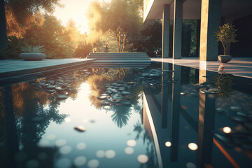 close-up of pool at house, ai generated